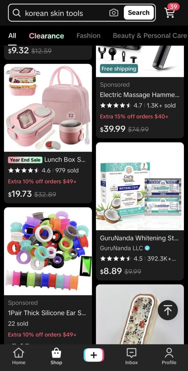 The home page of Tik Tok shop